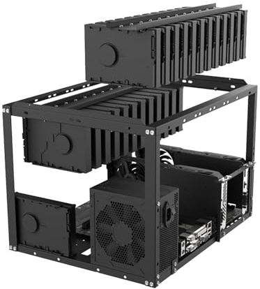 Open Frame PC Case | PC Frame Miner Rig Case - Stackable Crypto Coin Currency Mining Accessories, Rack Stand, Open Air Testbench Fits ATX Motherboard