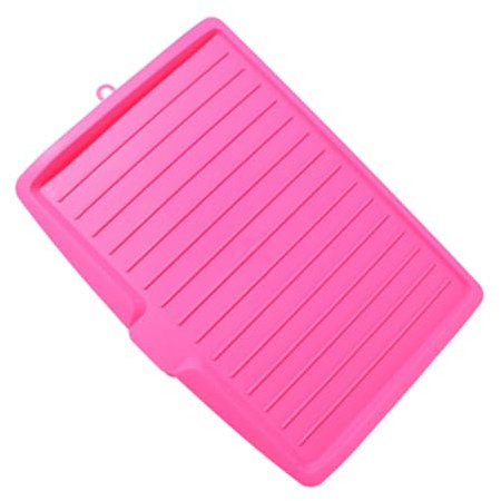 Headerbs Dish Drain Board for Kitchen Plastic Dish Drainer Board Multipurpose Rectangular Design Space Saving Kitchen Draining Tray for Cutlery Fruits and Vegetables (Rose Red)