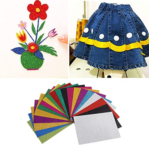 Klebrige Glitzer-Schaumstoffblätter, 20 Blatt Selbstklebendes A4-Klebepapier, 2 Mm Dicke, Schneidbare, Handgefertigte DIY-Papieraufkleber mit Signalseiten, für