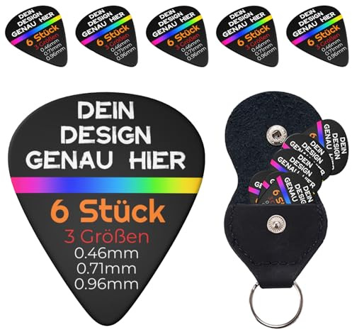 Personalisierte Foto Gitarren Plektren(6 Stück - Beidseitig Druck), Guitar Picks Selbst Gestalten, Druck Eigenes Logo/Bild/Wörter, Gitarre Bass E-Gitarre Akustikgitarre Ukulele Plektrum, 0.71mm