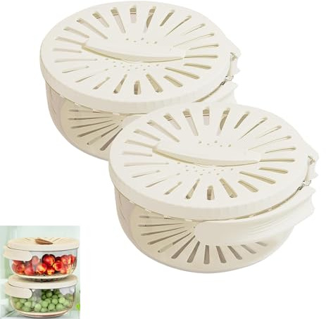Multifunktionale Obst Und Gemüse Waschschüssel, 2 Pieces Fruchtablaufkorb, 3-In-1 Küche Colanders Schüssel, Multifunktionaler Abtropfkorb Mit Deckel Und Klappbarem Griff, Geeignet Für Obst Und Gemüse