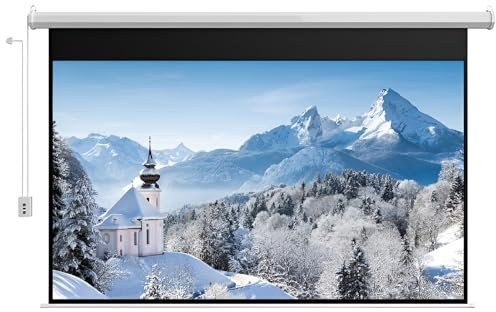 XOBRJQZ Motorized Projector Screen with Remote Control, 16:9 4K HD Mounted Movie Screen for Home Theater Movie Office Game, Wall/Ceiling Mount(60 inch)