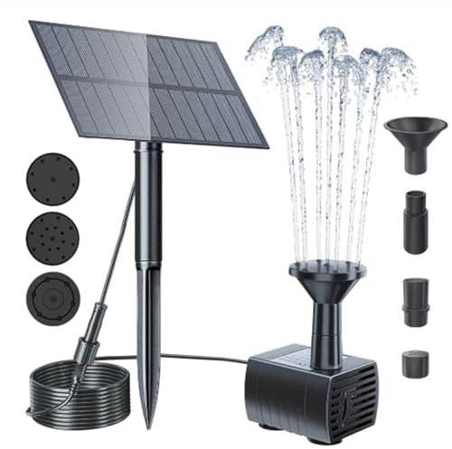 Solar Fontän, Solar Fontänpump - Utomhus Solar Vattenpump - Solar Vattenpump för Utomhusfontän, Soldriven fyrkantig fontänpump med 4 munstycken för trädgård, pool