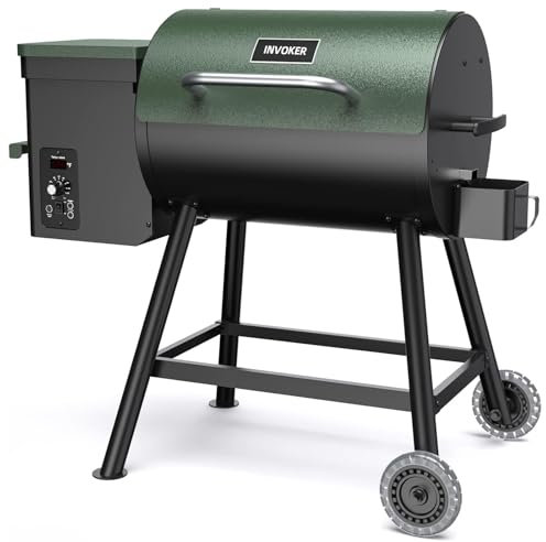 Wood Pellet Grill & Smoker, 6-in-1 Pellet Grill PID Automatic Temperature Control 457 Sq. in Area for Outdoor Backyard, Green
