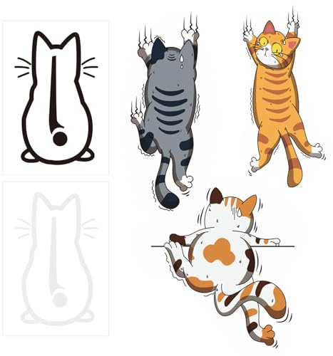 Lustige Kletternde Katzen Autoaufkleber - Wasserdichte Cartoon Tier Katze Sticker für Auto, Scheibenwischer- Süße Niedliche PVC Katzen Aufkleber