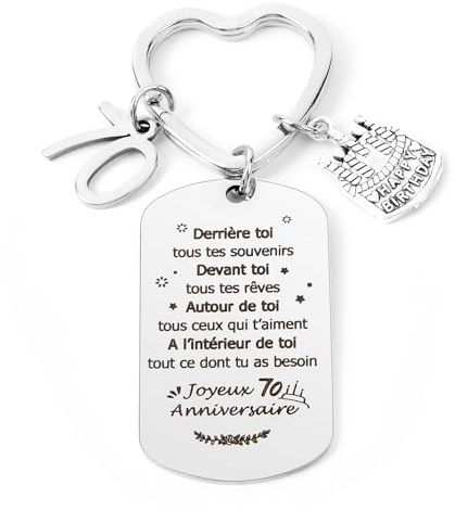 LXSAZP Cadeau Anniversaire 70 Ans Porte Clef Original pour Femme et Homme