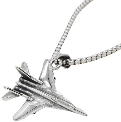 Sumpgle Titan Stahl Herren Halskette Vintage Fighter Jet Anhänger Unikat Flugzeug Schmuck Herrenmode Accessoires