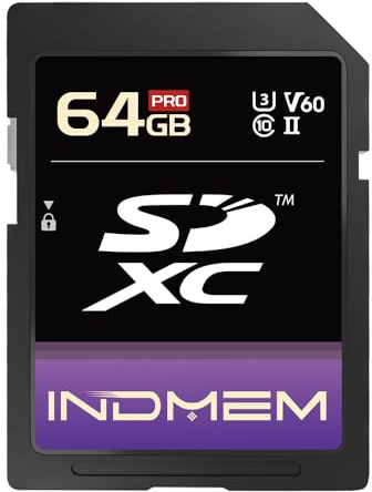64GB UHS-I V60 U3 SDXC SD Card, High Speed Read up to 280MB/s, V60 Memory Cards for Professional 4K/6K Video Camera