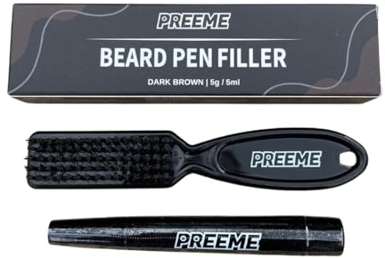 PREEME Beard Pen Filler & Brush | Dark Brown | Natural Beard Enhancer – Shapes, Fills & Defines | Easy-to-Use, Waterproof & Long-Lasting Beard Pen