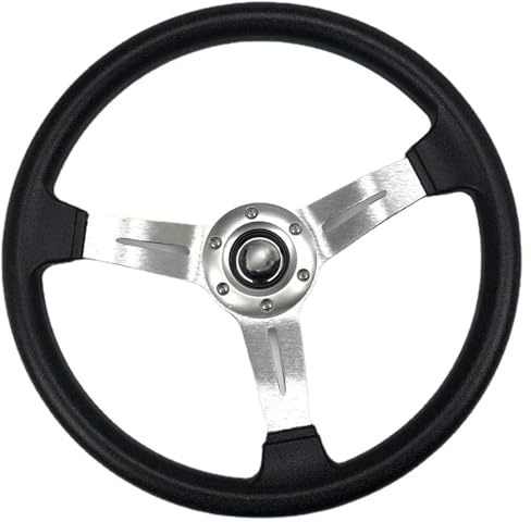 Volante Sportivo Auto, Volante a Calice Modifica auto Volante PU da 350 mm competizione personalizzato Strumenti for volante Accessori(Silver)