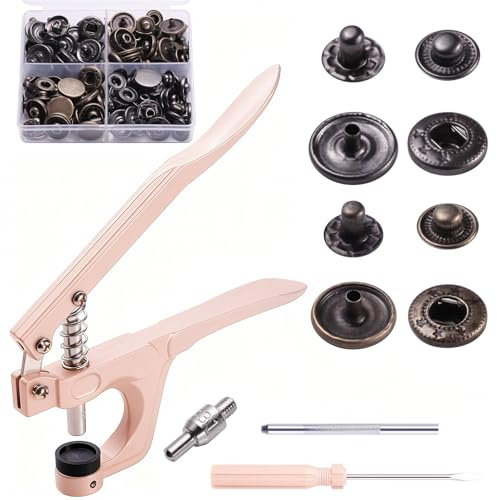 Druckknopf Set mit Zange 40set, Druckknöpfe mit Zange, Φ15mm Messing Druckknöpfe Schwarz +Bronze für alle Arten DIY Kleidung Basteln Lederhandwerks