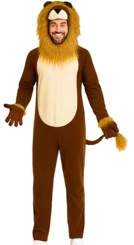 Lejonpyjamas för Vuxna, Lejondräkt för till Halloween, Detaljerad Djurkostym Cosplay Kostymevent Scenföreställning Helgdagsfirande