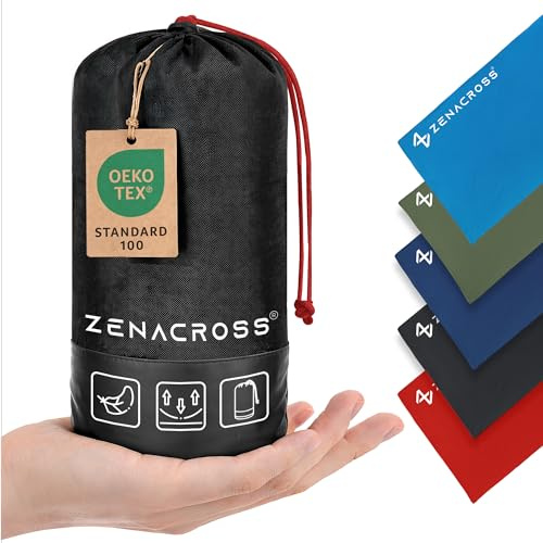 ZENACROSS Hüttenschlafsack Ultraleicht Mikrofaser - Schlafsack Inlett für Reisen mit Integriertem Kopfkissenfach - Sommer Sleeping Bag Liner