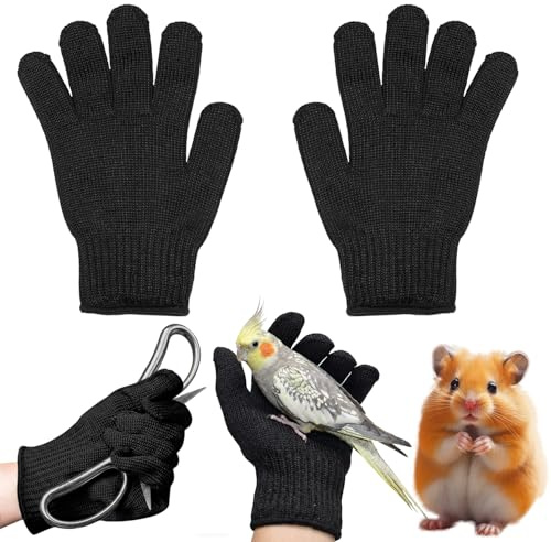 GAZIL Guantes para Manejo de Animales Anti-Mordeduras, Guantes de Protección Resistentes a Cortes para Perros, Aves y Hámsters, Guantes de Seguridad para Mascotas, Negro