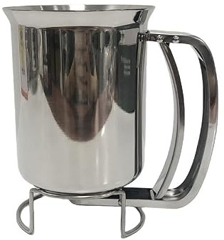 Bqkroa 900 ml degportionerare rostfritt stål: Pannkaksdegdispenser med klämhandtag, handhållen degdispenser, manuell pannkaksdegdispenser för muffins, kex, våfflor, bakverk, cupcake, äggkaka