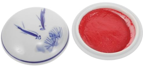 IDEANATEGRATE Chinesisches Stempelkissen aus Keramik mit Wasserfester Stempelfarbe Leichtes und Tragbares Kalligrafie Stempelkissen für Kreative Werke und Malerei