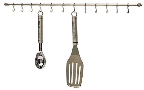 KitchenCraft Portautensili da cucina in acciaio inox con 12 ganci, 52 cm (20,5), confezione regalo, argento