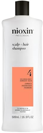 Nioxin System 4 Scalp + Hair Shampoo | For Colored or Damaged Hair with Progressed Thinning | With Niacinamide and Biotin | 16.9 Fl oz.