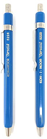 KOH-I-NOOR Versatil 5228 Druckbleistift aus Metall mit Spitzer, Minendurchmesser: 2 mm, 2 Stück, blau
