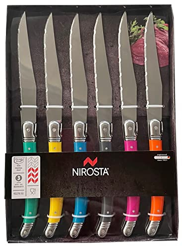 Fackelmann Lot de 6 Couteaux à Steak en Acier Inoxydable Multicolore