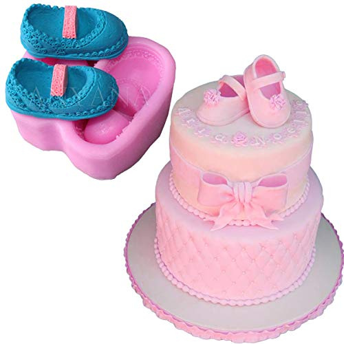 Anyana Silikonform für Mädchen, Baby, Schuhe, Dusche, Taufe, Kuchen, Fondant, Zuckerguss, Cupcake, Dekoration, Kuchendekoration