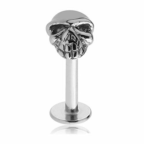 eeddoo Piercing Labret Totenkopf Silber Edelstahl