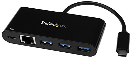 StarTech USB-C auf Ethernet Adapter, 3-Port Hub, mit Power Delivery | USB 3.0 Hub, GbE RJ45, drei USB-A Ports, PD 2.0, Netzwerkadapter, Thunderbolt 3, tragbar, 5Gbit/s