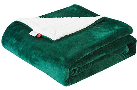 SOCHOW Sherpa Decke Grün zweiseitige Wohndecken Kuscheldecken, extra Dicke warm Sofadecke/Couchdecke aus Sherpa, 150 x 200 cm super flausch Fleecedecke als Sofaüberwurf oder Wohnzimmerdecke