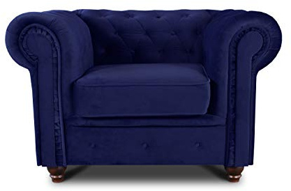 Sofnet - Sessel Chesterfield Asti (Dunkelblau, Velvet 86) | Couchsessel, Loungesessel, Glamour Design, Holzfüße, bequeme Polsterung, stilvoll für Wohnzimmer