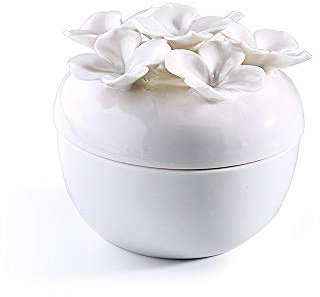 BOÏTE À Bijoux CÉRAMIQUE Fleurs Ø6.5CM 6CM Blanc