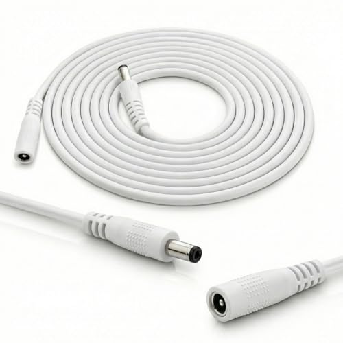 InLine - Cable de extensión de CC universal para Amazon Echo Dot, tiras LED, cámaras de vigilancia, enchufe CC macho a hembra 4,0 x 1,7 mm, blanco, 2 m