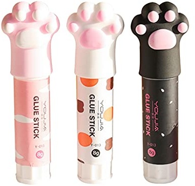 PHILSP Solider Klebestift, niedliche Katzenklaue, schnellhaftend, fester Kleber, Kawaii-Stick, Lösungsmittel, ungiftig, vielseitig verwendbar, D, 1 Stück Farben zufällig