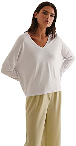 NA-KD V-Neck Jersey Top Camisa Cami, Blanco, S para Mujer