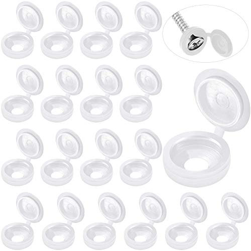 60 Pcs Plastic White Screw Caps Screw CoverCaps,ScrewCap, Plastic Hinged Screw Head CoversScrew Cover Caps Snap-on Replacement ScrewDecorative Covers