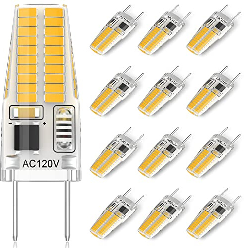 DUMILOO 12-Pack G8 LED Bulb Dimmable, 120V 20W 25W T4 JCD Type Bi-Pin Halogen Replacement for Under Cabinet Puck Lighting, Warm White 3000K