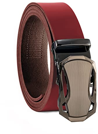 Ceinture Fa.Volmer en cuir véritable pour homme | cliquet automatique | Largeur 35 mm | Tour de taille 125cm | peut être raccourci | Série de modèles: ATG | Couleur du bracelet: rouge (rouge - Typ 09)