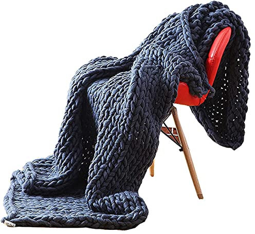 MHUQIA Grob Gestrickte Decke 80x100cm, Chunky Knit Blanket, Strick Wolldecke Grob, Handmade Chunky Knit Blanket, Mode Sofa Decke Yoga Mat Teppich Home Decor Geschenk