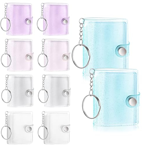 Confezione da 10 mini album fotografici da 5,1 cm, portachiavi con 16 tasche, porta foto, con portachiavi, per biglietti di auguri, amicizia, matrimonio, laurea, anniversario