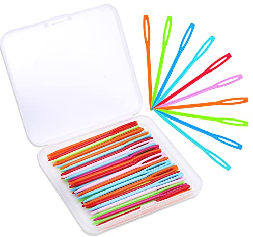 SUVSOON 50PCS Plastic Sewing Needles (7cm/2.76inch) for Yarn and Craft, Large Eye Embroidery Needles for Kids DIY Sewing Handmade Crafts