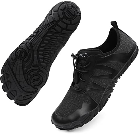 riemot Barfußschuhe Herren Zehenschuhe Outdoor Barfussschuhe Fitnessschuhe Schnell Trocknend Traillaufschuhe Aquaschuhe Wasserschuhe Schwimmschuhe Sommer Strandschuhe, schwarz, gr 44