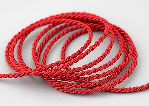 3 m x 2 mm Kordel ROT Deko Drehkordel mit Glanz Seidenkordel Schnur gedreht Kordelband Weihnachten ohne Draht zum Dekorieren Basteln Annähen Dekokordel