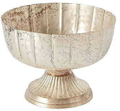 Cuenco de compota de metal champán envejecido | Jarrón de compota de champán l Jarrón de metal Lita L Compota para interiores y exteriores para cualquier decoración de eventos (compota de champán
