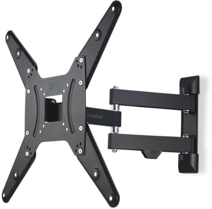 Hama TV Wandhalterung schwenkbar, neigbar, ausziehbar (TV Wandhalterung 32-65 Zoll, VESA 100x100 bis VESA 400x400, bis 25kg, mit Fischer-Dübeln) schwarz