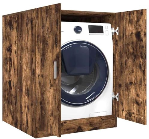 homiuse Waschmaschinenschrank Räuchereiche 71x71,5x91,5 cm Waschmaschinenüberbauschrank Waschmaschinenschrank überbauschrank Badschrank Waschküche Möbel Platzsparendes Modisches Design & Langlebig