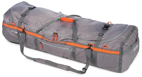Fjellpulken Packtasche für Sportausrüstung, robuste Seesäcke für Camping, Motorradfahren, Skifahren und Camping, Ausrüstung für Abenteuer, grau / orange, 200 Liter, Faltbare, multifunktionale Tasche