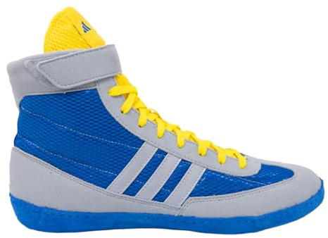 adidas Men's Combat Speed 4 Wrestling Shoes, Grey/Bright Royal/Yellow, 10.5