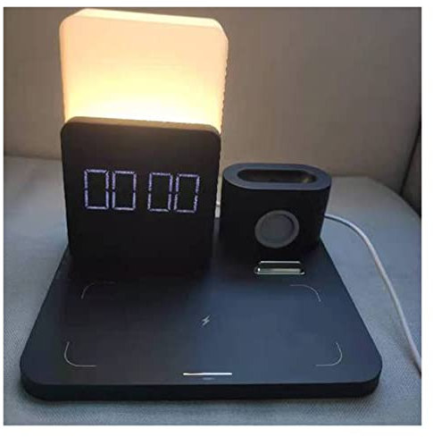 15W 3 in 1 Qi Charger Charger Desk Lamp Alarm Table Clock Lamp Clock/D