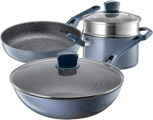 Topf Set Töpfe Küchenset 3-teiliges Kochtopf-Set Mit Bratpfanne, Antihaft-Kochgeschirr, Bratpfanne, Pfanne, Topf Mit Glasdeckel Töpfe & Pfannen