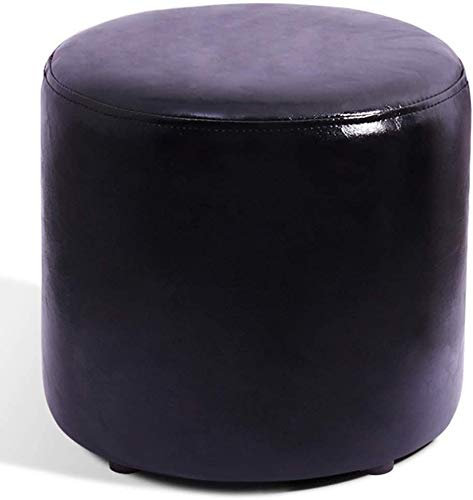 Fußhocker Lederwürfel Pouf Ottoman, Pouffe Fußhocker Massivholz Quadratischer Leder Wohnzimmer Couchtisch Kleine Bank/Schwarz/30 * 30 * 30Cm(12 * 12 * 12)