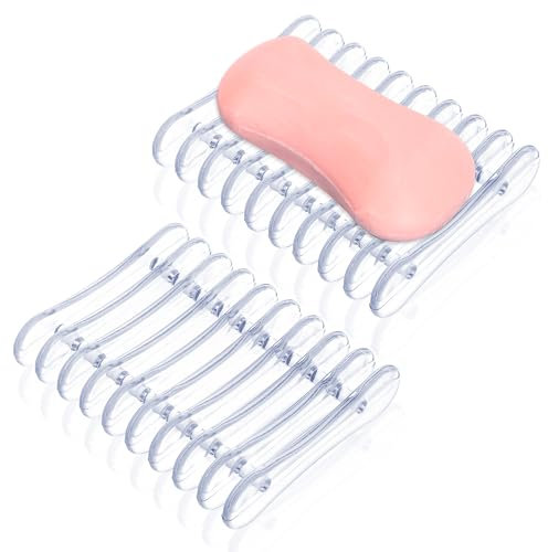 Gjinxi 2 Stück Badezimmer Seifenschalen Seifenschale Seifenhalter aus Kunststoff Rutschfreies Seifenablage Waschbecken Deck Seifenhalterung mit Ablauf Soap Box Seifenspender Seifendose für Bad Küche